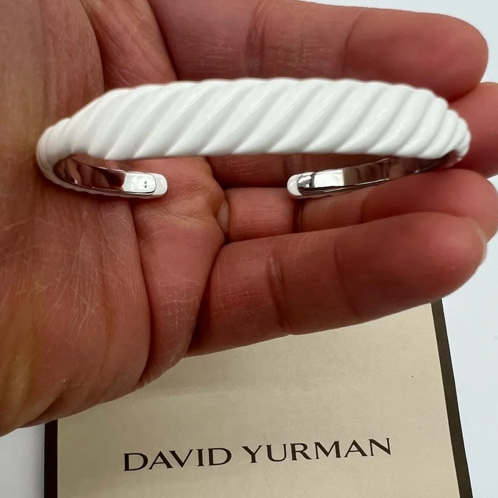 🔴NEW AUTHENTIC DAVID YURMAN SCULPTED CABLE COLOR CONTOUR CUFF BRACELET WHITE🔴 - Picture 2 of 6